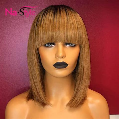 honey blonde wigs with bangs